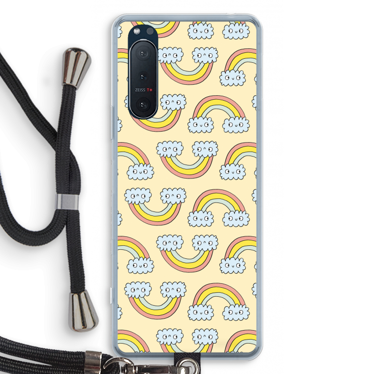 Regenboog: Sony Xperia 5 II Transparant Hoesje met koord