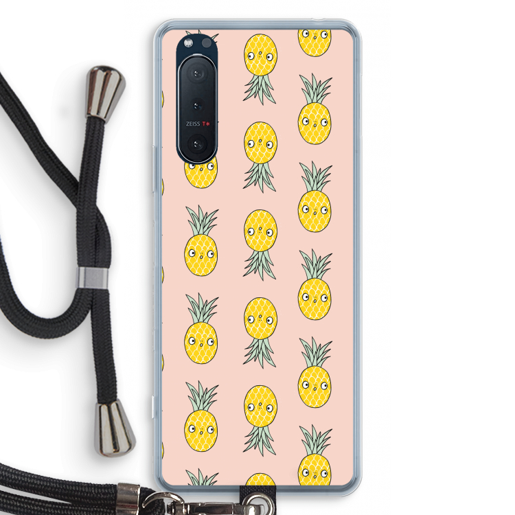 Ananas: Sony Xperia 5 II Transparant Hoesje met koord