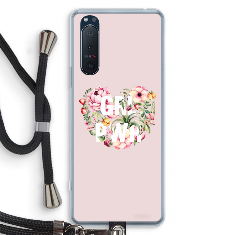 GRL PWR Flower: Sony Xperia 5 II Transparant Hoesje met koord