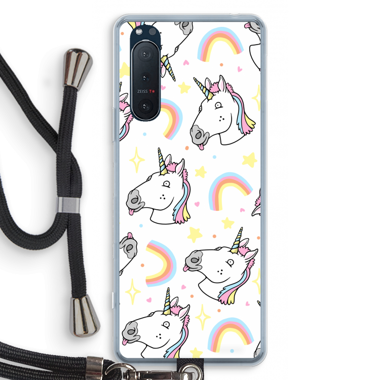 Rainbow Unicorn: Sony Xperia 5 II Transparant Hoesje met koord