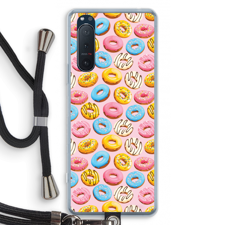Pink donuts: Sony Xperia 5 II Transparant Hoesje met koord