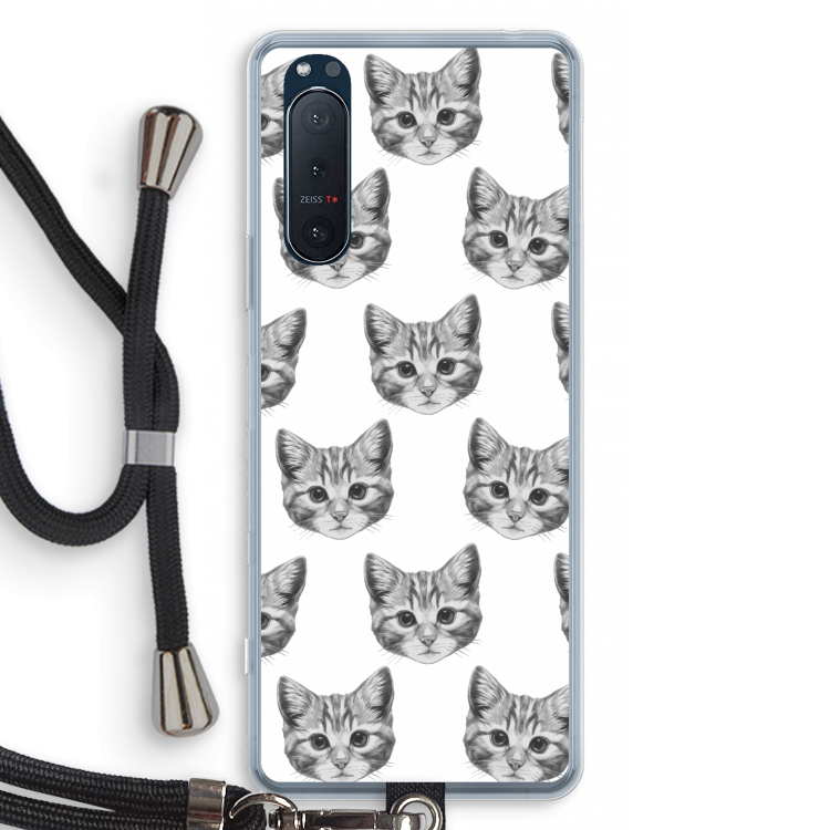 Kitten: Sony Xperia 5 II Transparant Hoesje met koord
