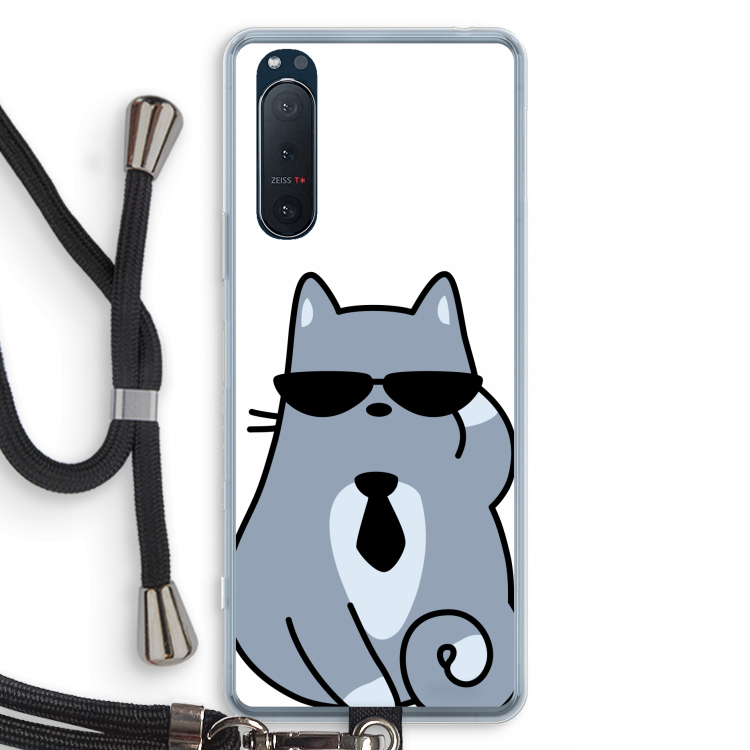 Cool cat: Sony Xperia 5 II Transparant Hoesje met koord