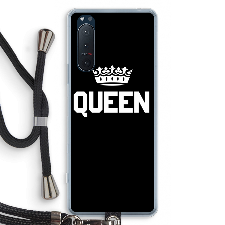 Queen zwart: Sony Xperia 5 II Transparant Hoesje met koord