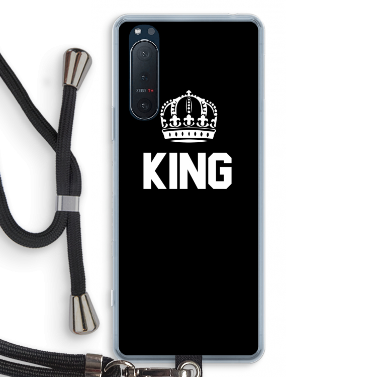 King zwart: Sony Xperia 5 II Transparant Hoesje met koord