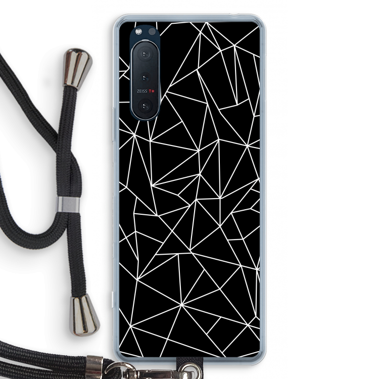 Geometrische lijnen wit: Sony Xperia 5 II Transparant Hoesje met koord