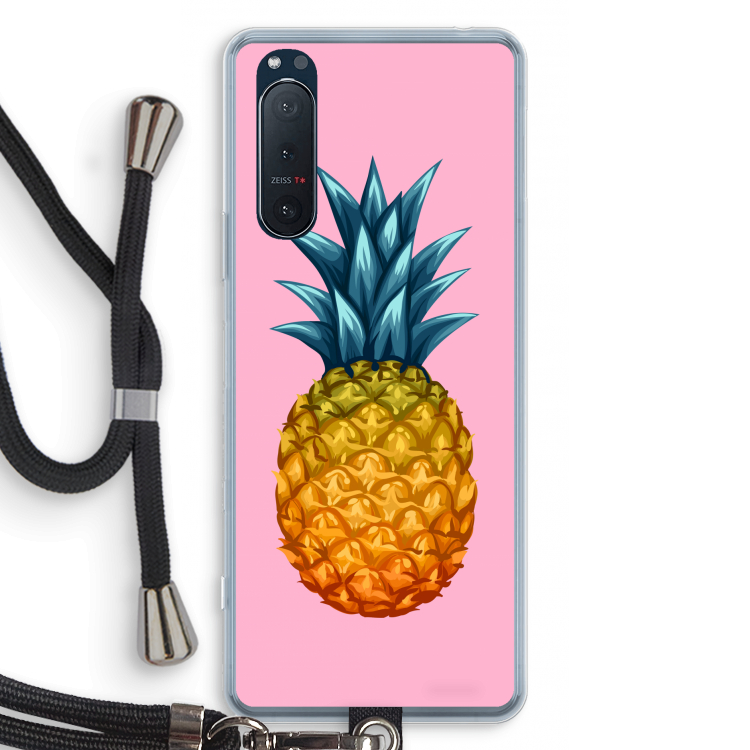 Grote ananas: Sony Xperia 5 II Transparant Hoesje met koord