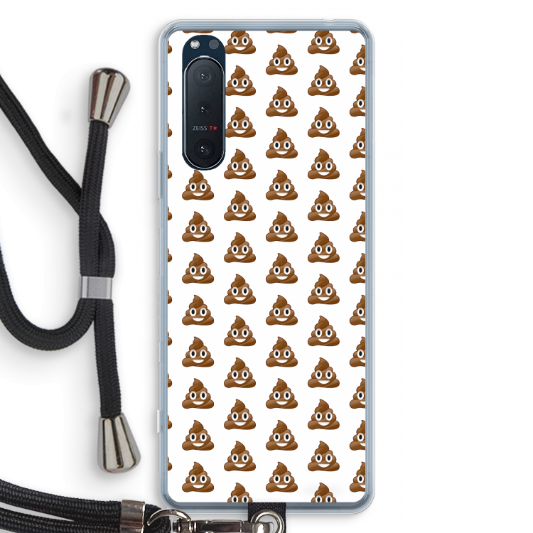 Poop emoji: Sony Xperia 5 II Transparant Hoesje met koord