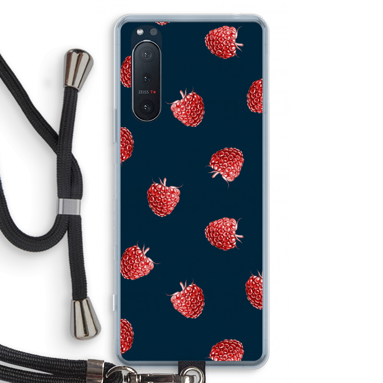 Framboosjes: Sony Xperia 5 II Transparant Hoesje met koord