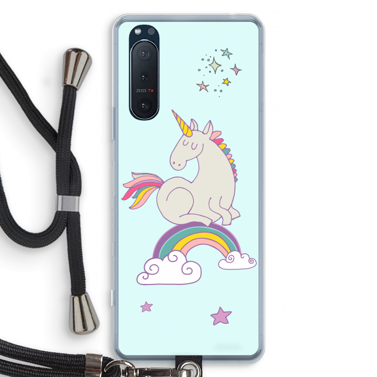 Regenboog eenhoorn: Sony Xperia 5 II Transparant Hoesje met koord
