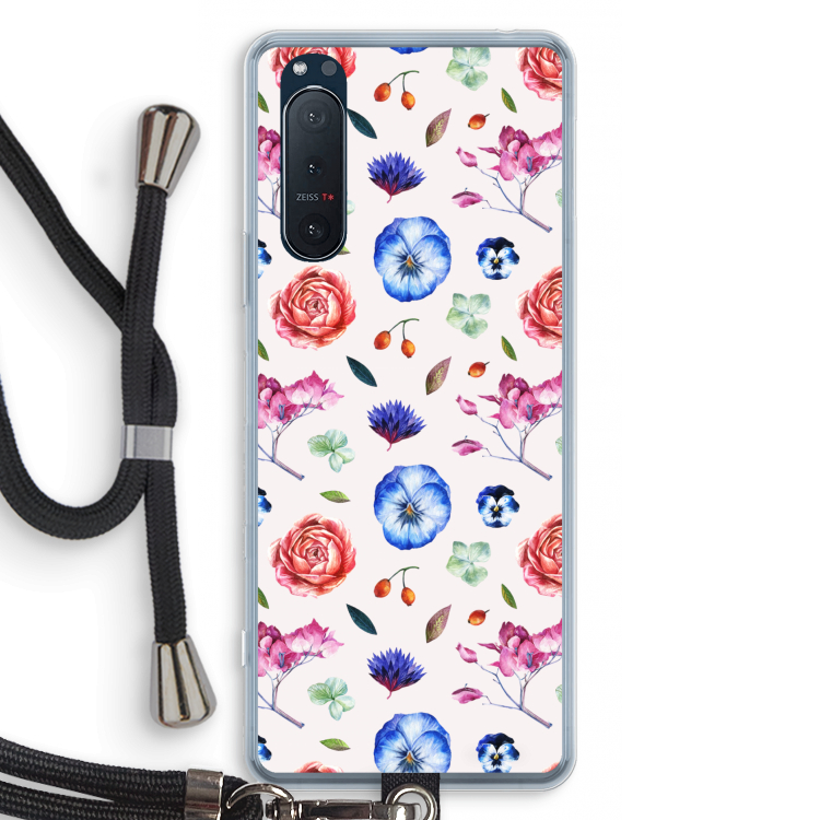Bloemetjes: Sony Xperia 5 II Transparant Hoesje met koord