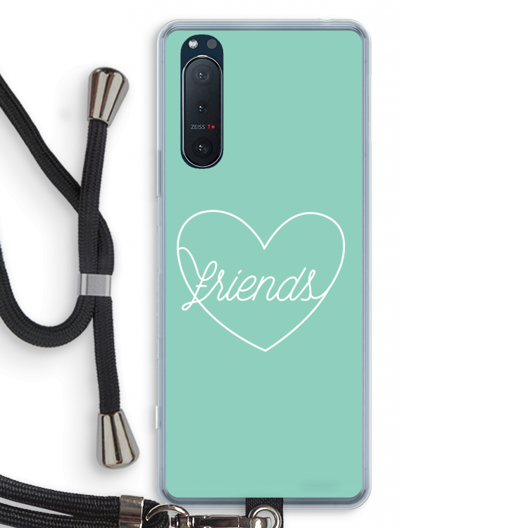 Friends heart pastel: Sony Xperia 5 II Transparant Hoesje met koord