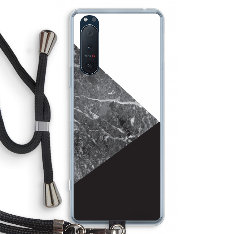 Combinatie marmer: Sony Xperia 5 II Transparant Hoesje met koord