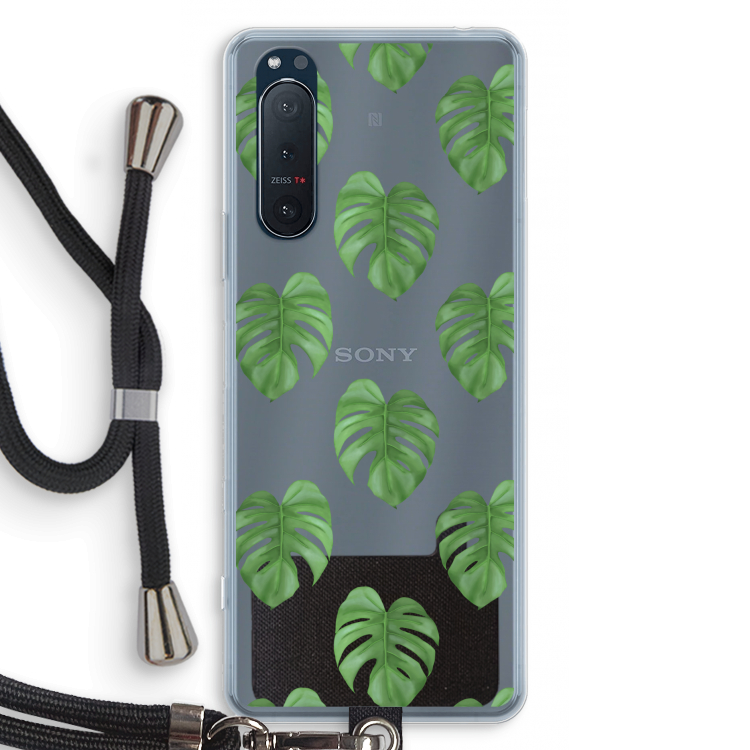 Monstera leaves: Sony Xperia 5 II Transparant Hoesje met koord