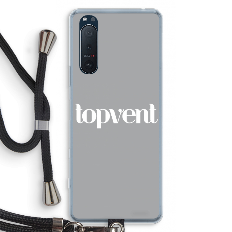 Topvent Grijs Wit: Sony Xperia 5 II Transparant Hoesje met koord