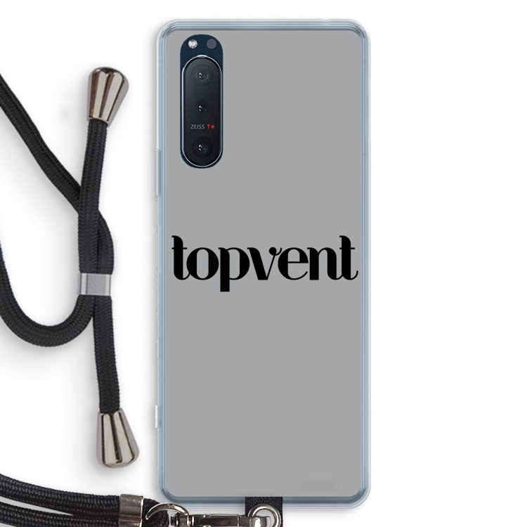Topvent Grijs Zwart: Sony Xperia 5 II Transparant Hoesje met koord
