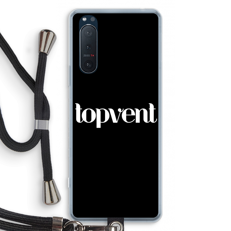 Topvent Zwart: Sony Xperia 5 II Transparant Hoesje met koord