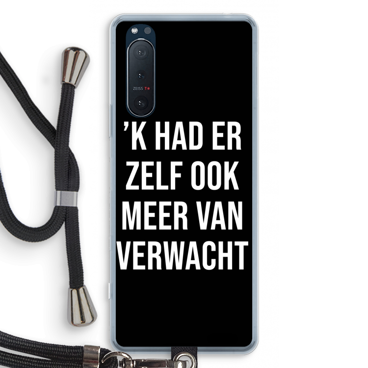 Meer verwacht - Zwart: Sony Xperia 5 II Transparant Hoesje met koord