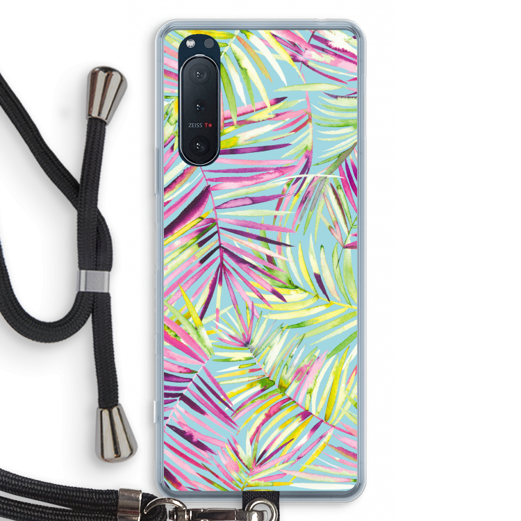 Tropical Palms Blue: Sony Xperia 5 II Transparant Hoesje met koord