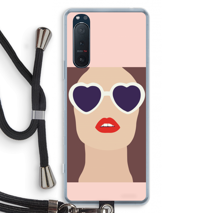 Red lips: Sony Xperia 5 II Transparant Hoesje met koord