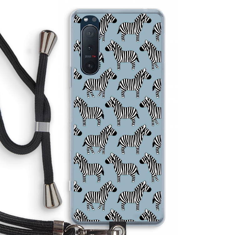Zebra: Sony Xperia 5 II Transparant Hoesje met koord