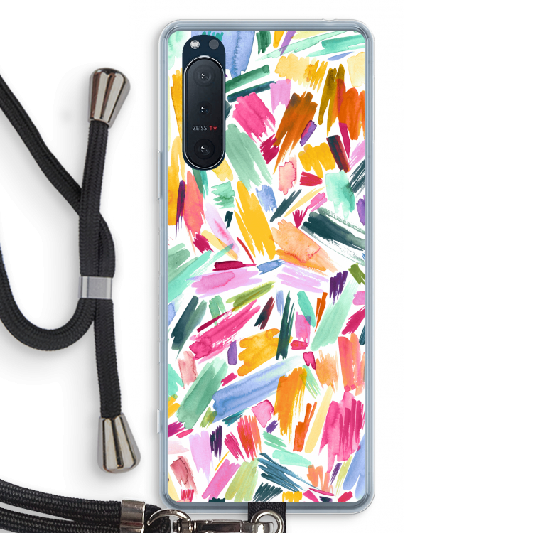 Watercolor Brushstrokes: Sony Xperia 5 II Transparant Hoesje met koord