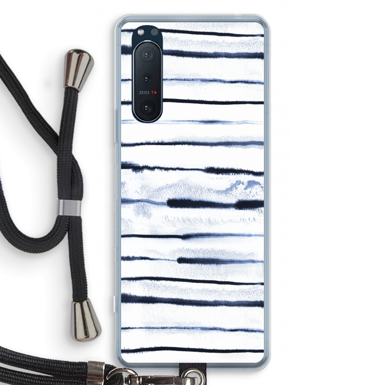 Ink Stripes: Sony Xperia 5 II Transparant Hoesje met koord