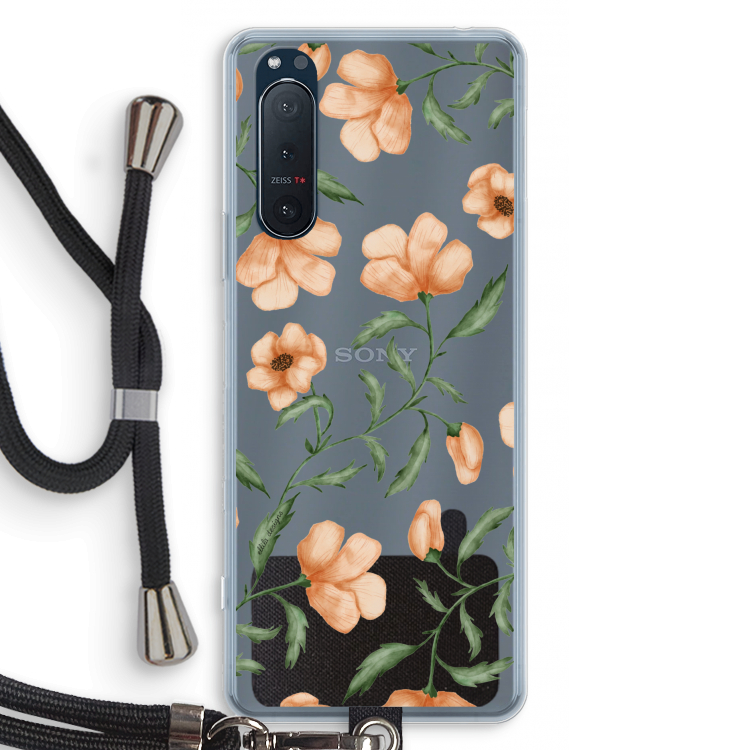 Peachy flowers: Sony Xperia 5 II Transparant Hoesje met koord