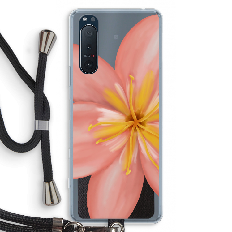 Pink Ellila Flower: Sony Xperia 5 II Transparant Hoesje met koord