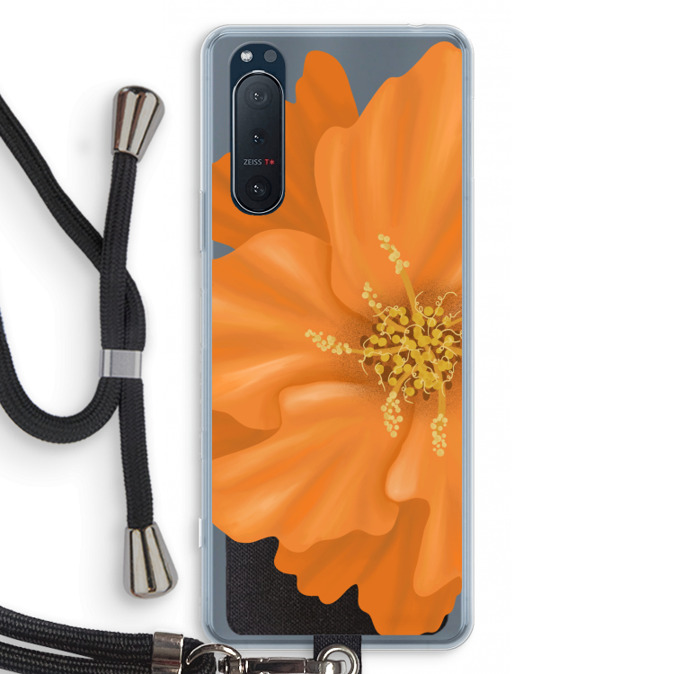Orange Ellila flower: Sony Xperia 5 II Transparant Hoesje met koord