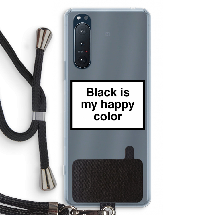 Black is my happy color: Sony Xperia 5 II Transparant Hoesje met koord