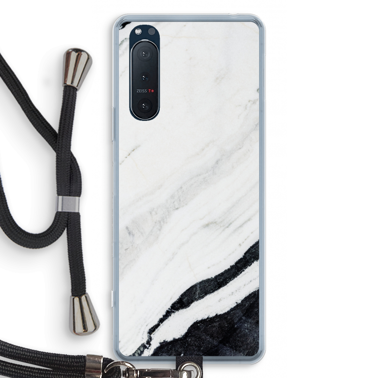 Elegante marmer: Sony Xperia 5 II Transparant Hoesje met koord
