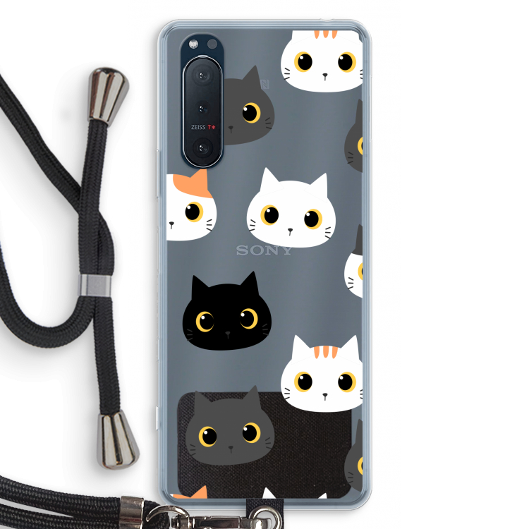 Katten: Sony Xperia 5 II Transparant Hoesje met koord