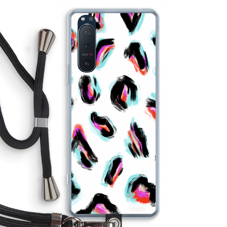 Cheetah color: Sony Xperia 5 II Transparant Hoesje met koord