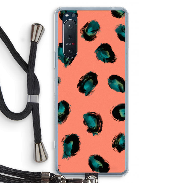 Pink Cheetah: Sony Xperia 5 II Transparant Hoesje met koord