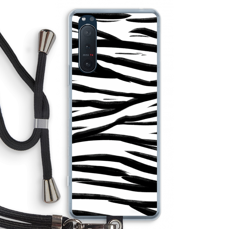 Zebra pattern: Sony Xperia 5 II Transparant Hoesje met koord