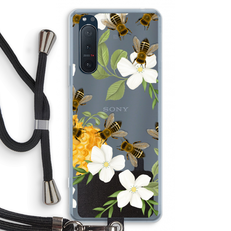 No flowers without bees: Sony Xperia 5 II Transparant Hoesje met koord