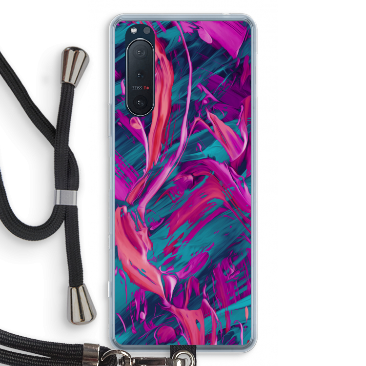 Pink Clouds: Sony Xperia 5 II Transparant Hoesje met koord