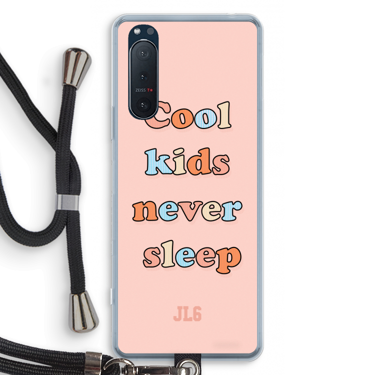 Cool Kids Never Sleep: Sony Xperia 5 II Transparant Hoesje met koord