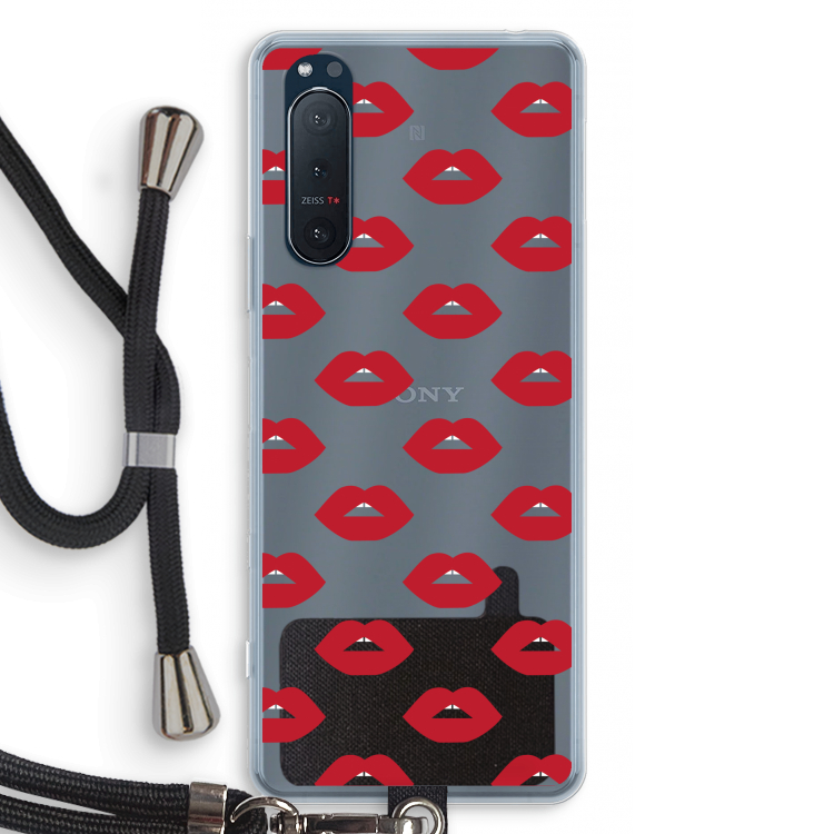 Lips: Sony Xperia 5 II Transparant Hoesje met koord