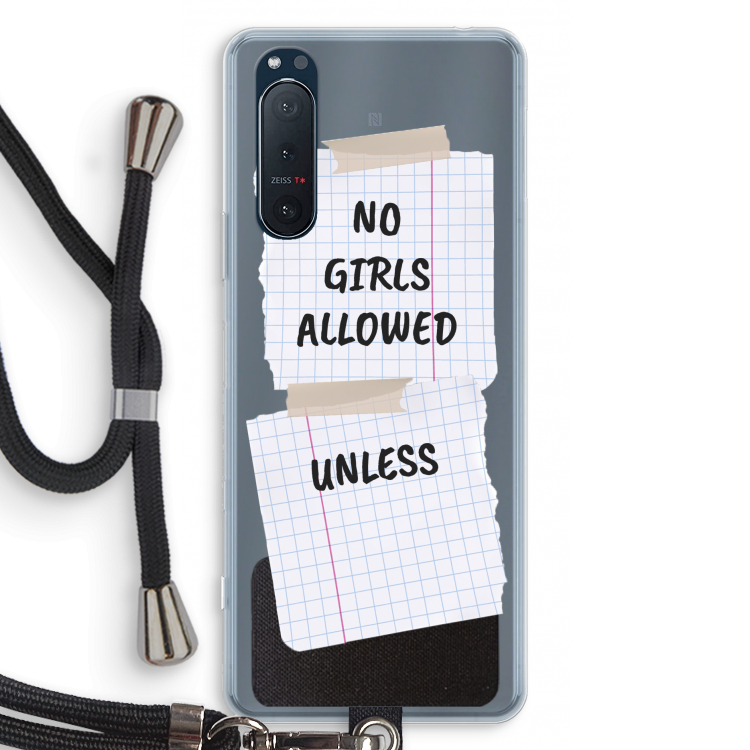 No Girls Allowed Unless: Sony Xperia 5 II Transparant Hoesje met koord