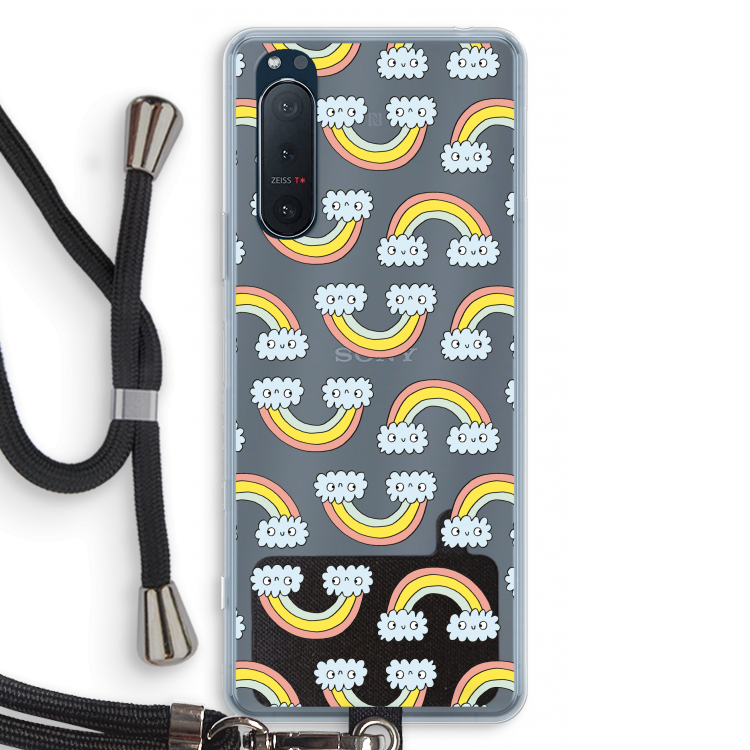 Regenboog: Sony Xperia 5 II Transparant Hoesje met koord