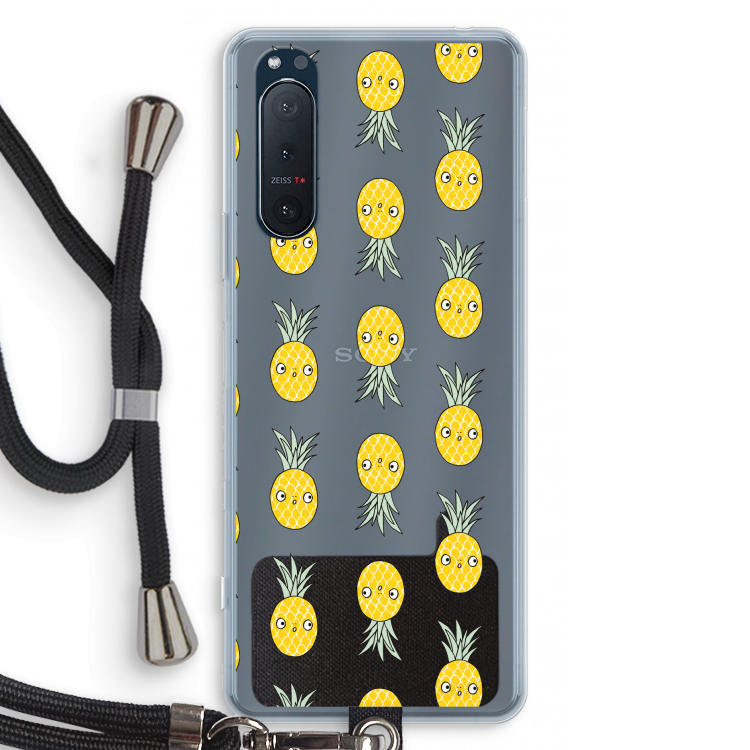 Ananas: Sony Xperia 5 II Transparant Hoesje met koord