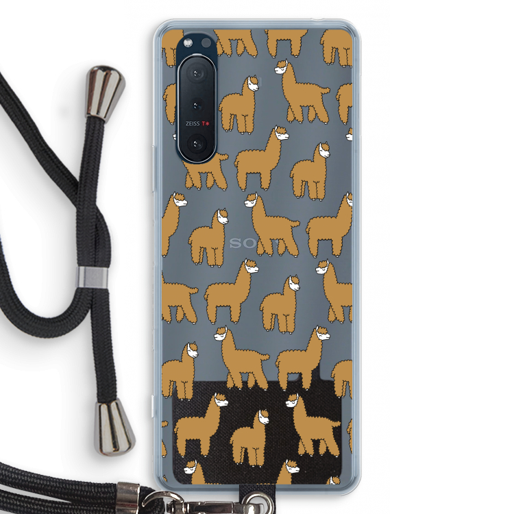 Alpacas: Sony Xperia 5 II Transparant Hoesje met koord