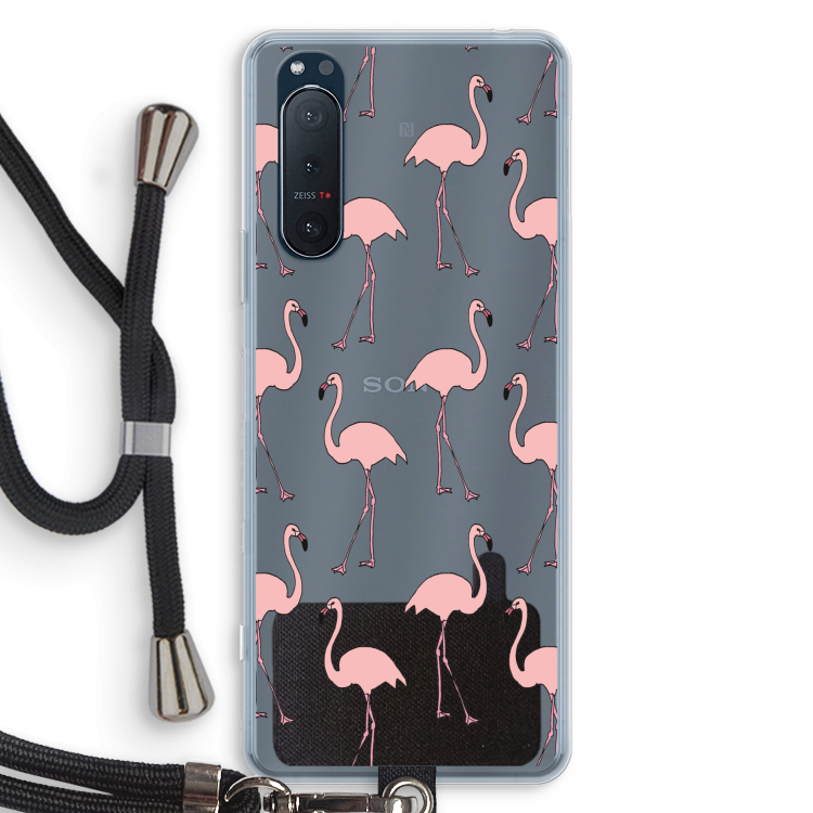 Anything Flamingoes: Sony Xperia 5 II Transparant Hoesje met koord