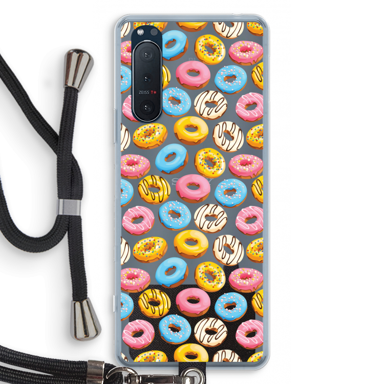 Pink donuts: Sony Xperia 5 II Transparant Hoesje met koord