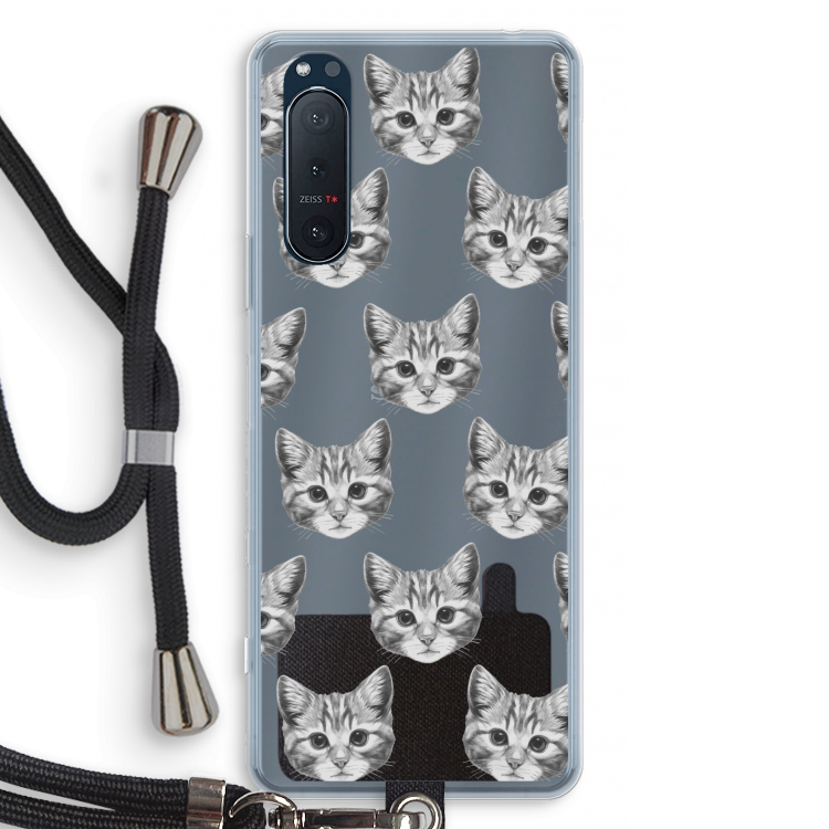 Kitten: Sony Xperia 5 II Transparant Hoesje met koord