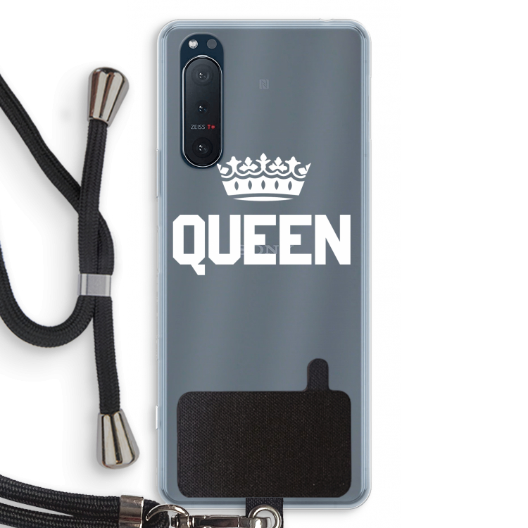 Queen zwart: Sony Xperia 5 II Transparant Hoesje met koord