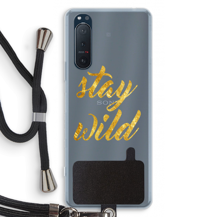 Stay wild: Sony Xperia 5 II Transparant Hoesje met koord