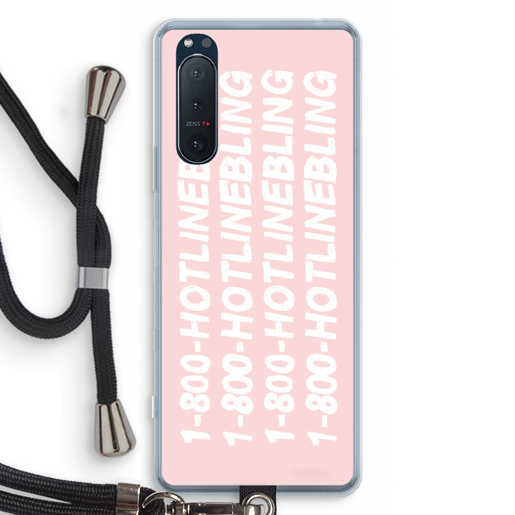 Hotline bling pink: Sony Xperia 5 II Transparant Hoesje met koord